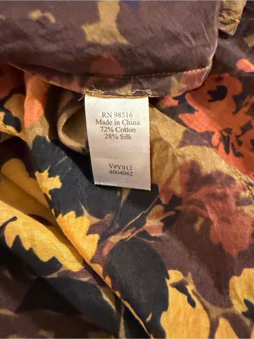 Coldwater Creek Cotton and Silk Blend Earth Tone Floral Button Up Tunic Women XL - Picture 11 of 13